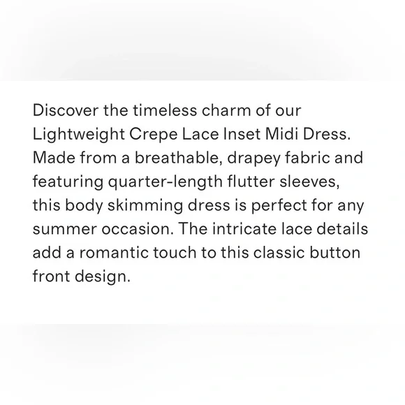 QUINCE NWT Lightweight Crepe Lace Inset Midi Dress -white -large - Picture 6 of 10